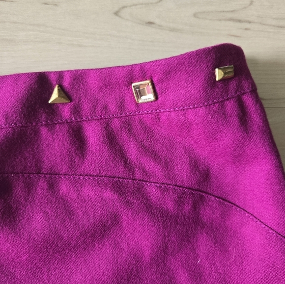 Versace Pink Studded Women's Short Skirt Size 26 Side Slit Flaw - Picture 8 of 12